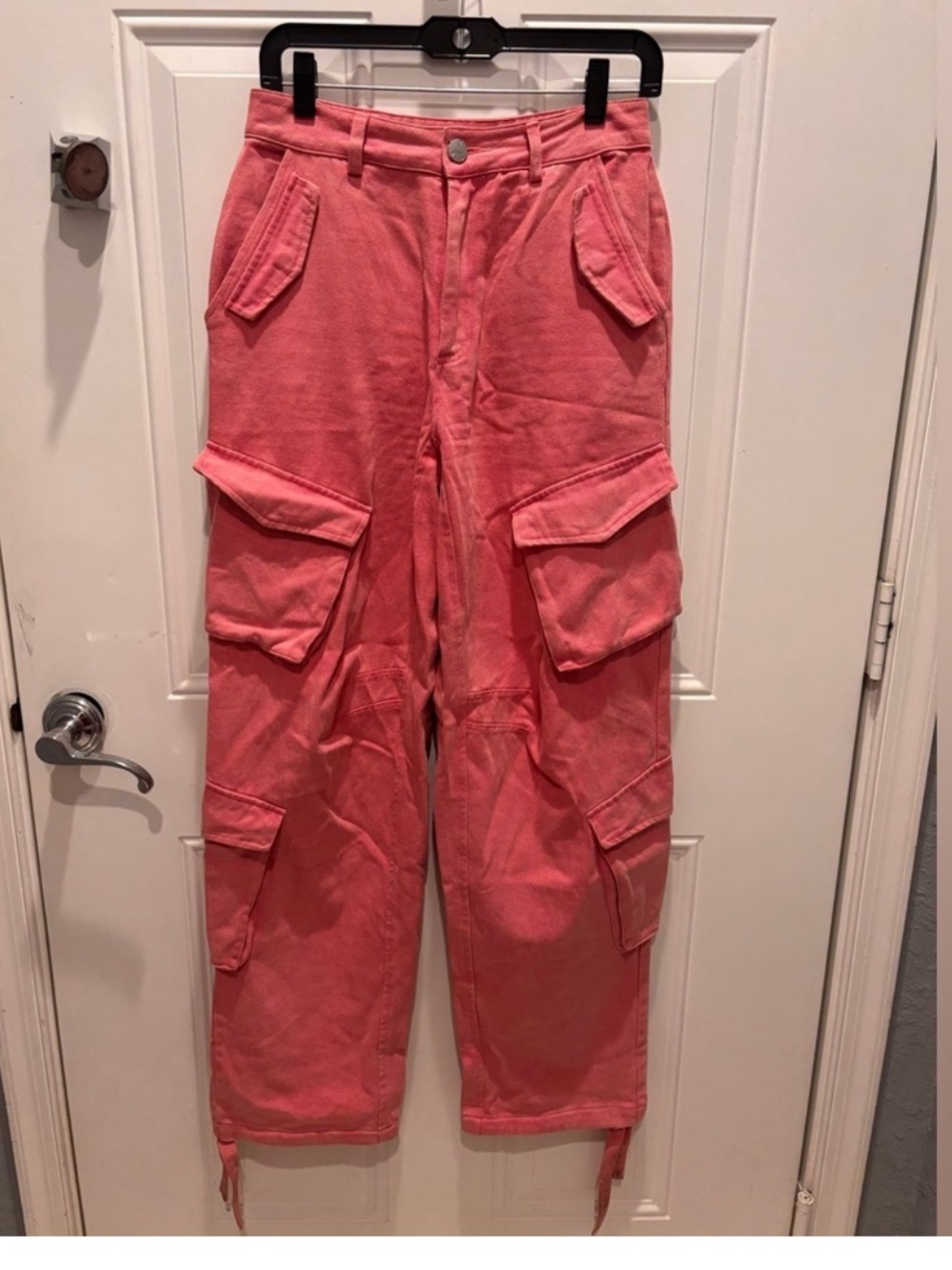 Manière De Voir Coral Pink Cargo Wide-Leg Pants Y2K Festival UK 8 US 4 - Picture 2 of 10